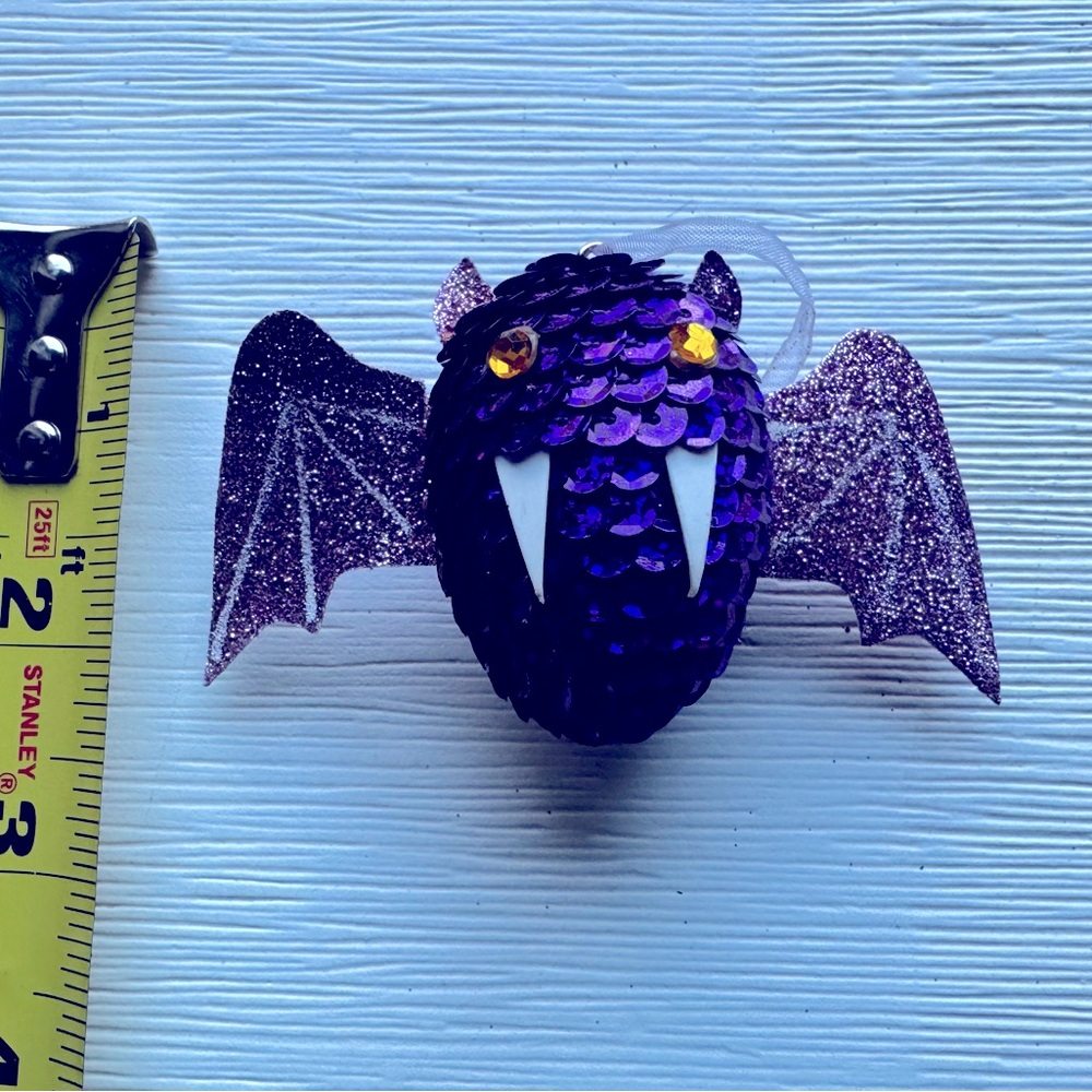 Pier 1 bat Halloween ornament RARE sequin purple glitter tree unique decor xmas